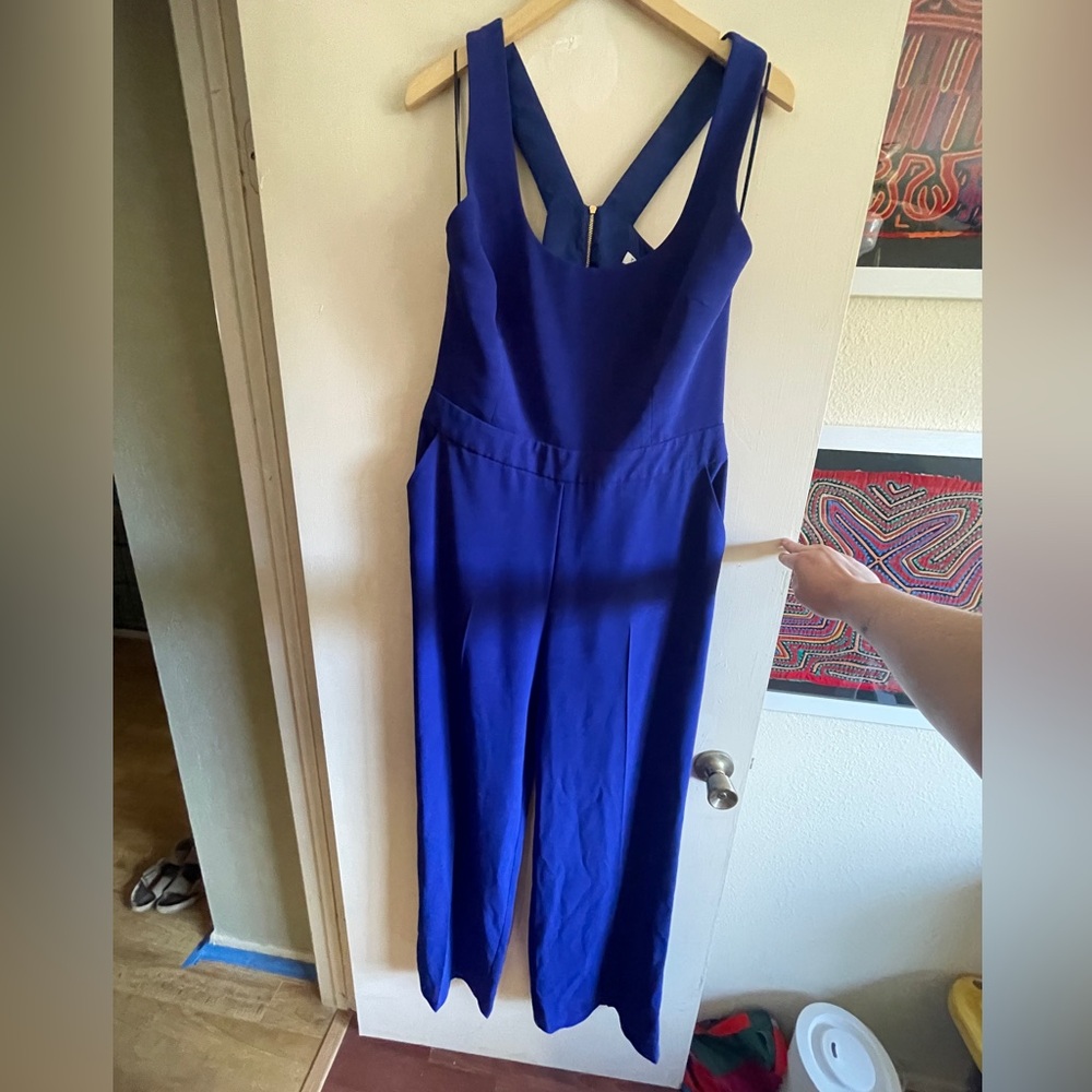 Royal blue jumpsuit with pockets!